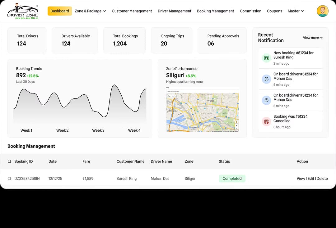 Driver Booking Management Solutions